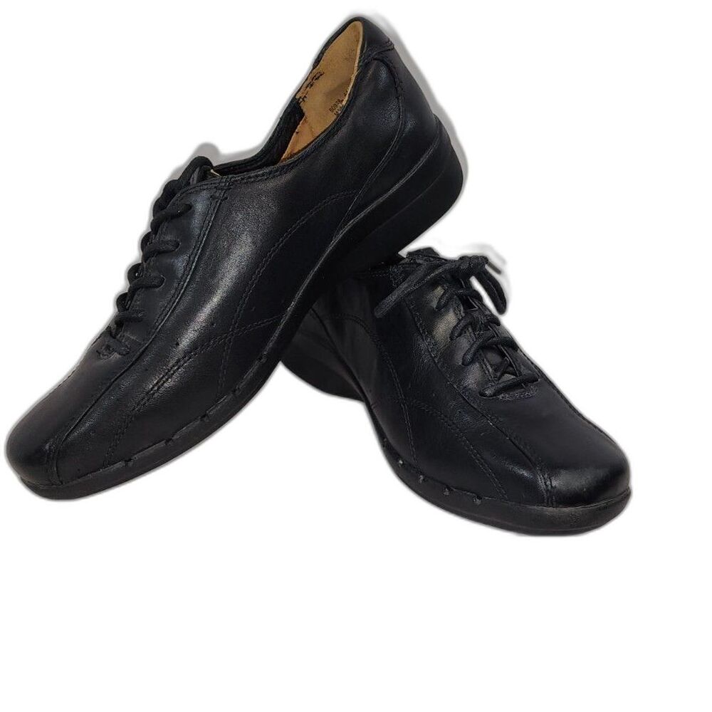 Clarks UnStructured Black Leather Lace Up Shoes Size 6.5M